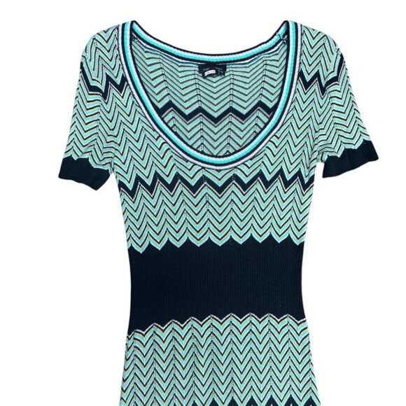 Y2K 2000'S DRESS MAX & CLEO STRIPED KNIT MIDI  S/M - Picture 3 of 6